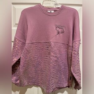 Walt Disney World 50th Anniversary Spirit Jersey WDW Earidescent Pink Sequin